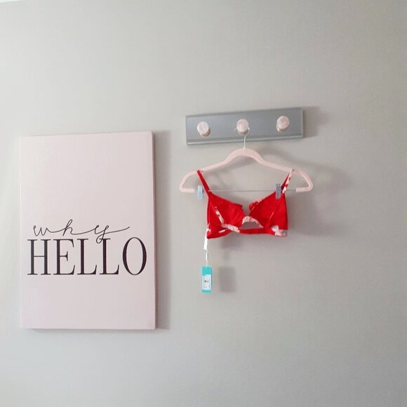 NWT Seafolly red & multicolour floral print & ruffle detail triangle bikini top - Picture 11 of 13